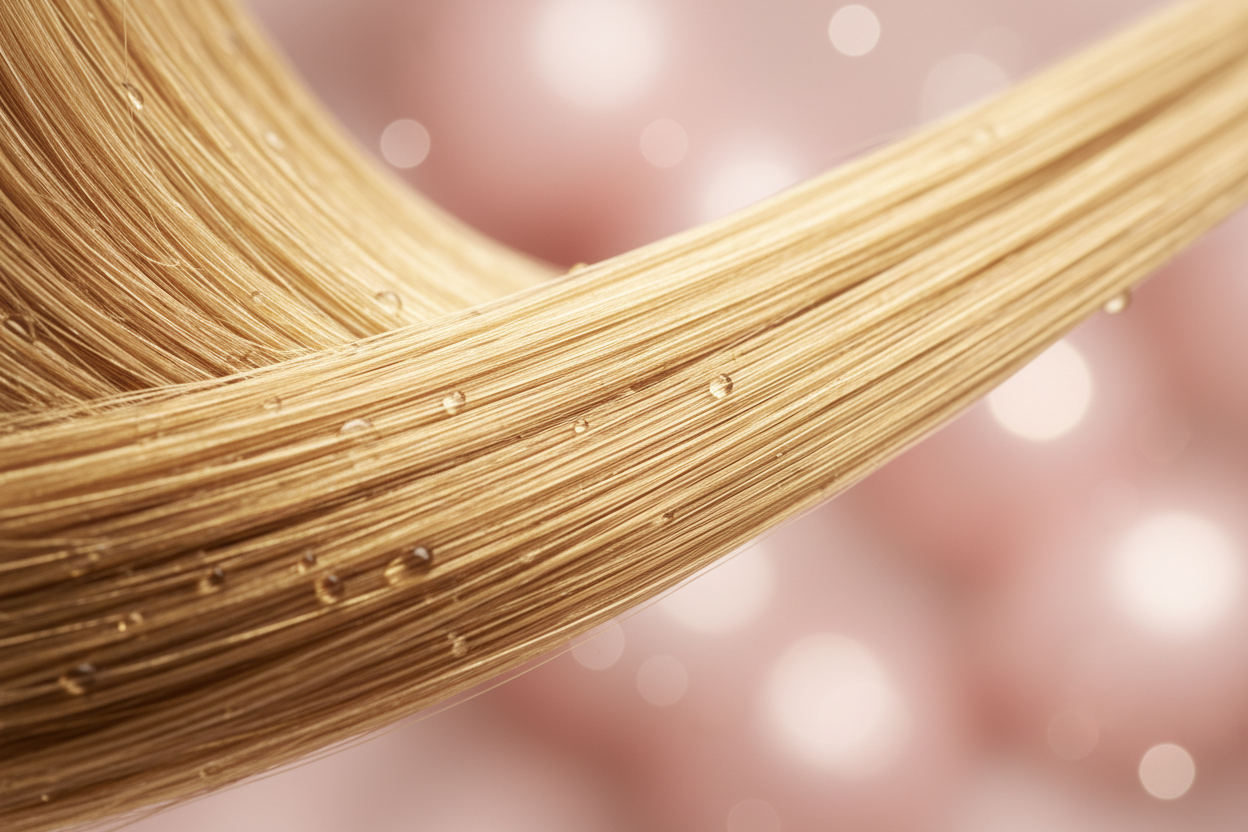VelvetEdge close up of silky smooth glossy hair strands